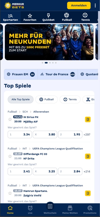 hoofdpagina van de app