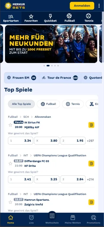 hoofdpagina van de app